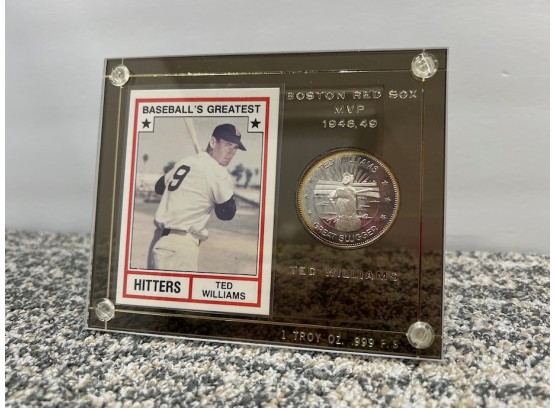 Ted Williams Sports Card And Coin, 1 Troy Oz. .999 Fine Silver
