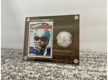 Steve Largent Seahawks Card And Coin, 1 Troy Oz. .999 Fine Silver