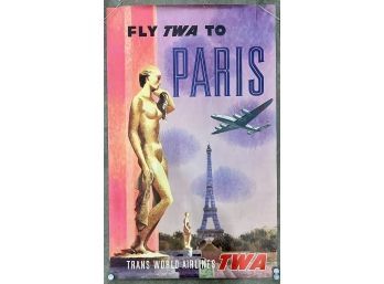 Original Vintage Poster- Fly TWA - Paris Travel Poster