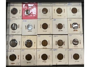 Lot Of 20 Pennies From 1905-1927