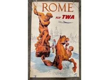 Original Vintage Poster Rome Travel Poster - Fly TWA- David Klein