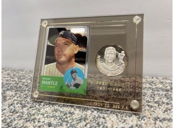 Mickey Mantle Sports Card And Coin, 1 Troy Oz. .999 Fine Silver