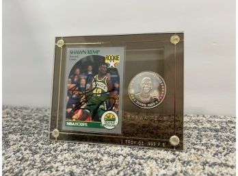 Shawn Kemp Rookie And Signed And Coin, 1 Troy Oz. .999 Fine Silver