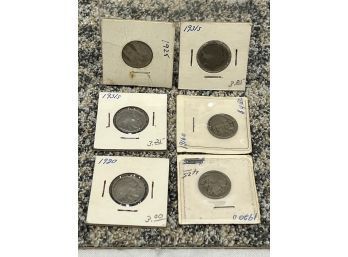 6 Nickels 1916, 1920, 1920-D, 1925, 1931-s, 1931-s