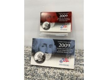 2 Sets 2009 Silver Proof Set W/Coa & One Not Silver Proof Quarters