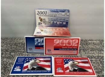 6 Packages Of Uncirculated Coin Sets, 2001-2003
