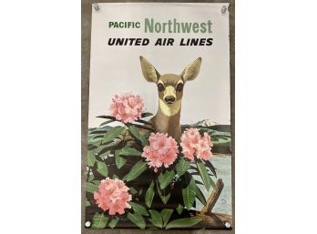 Original Vintage Poster -Pacific Northwest United Air Lines Travel Poster