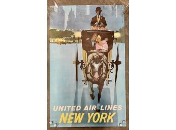 Original Vintage Poster -United Airlines Travel Poster- New York
