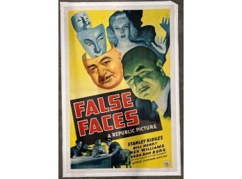 Vintage Original 'False Faces' Movie Poster