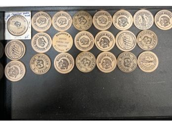 Lot Of 22 Wooden Nickels