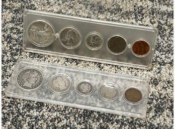2 Sets Of 1/2 Dollar, Quarter, Dime, Nickel & Penny 1909 & 1942