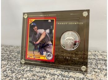 Randy Johnson Baseball Card And Coin, 1 Troy Oz. .999 Fine Silver
