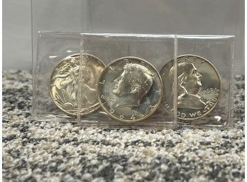 3 Half Dollars, 1944, 1964 & 1962