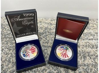 1999 & 2000 American Eagle Silver Dollar, Painted
