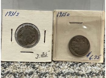2 Buffalo Nickels 1915 & 1931