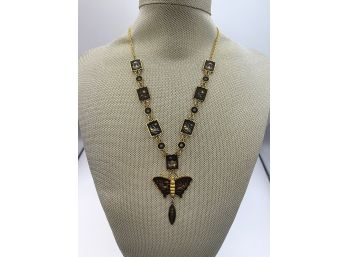 Vintage Asian Inspired Butterfly Scene Necklace.