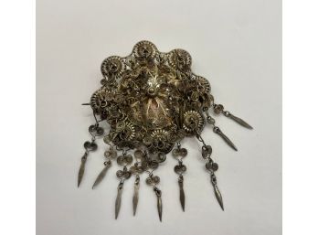 Antique 1871 Silver Norwegian Wedding Brooch