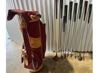 Vintage Golf Clubs And Bag.
