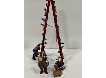 Department 56 Heritage Village Collection 'town Tree Trimmers'  Set Of 4 Accessories