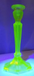 Uranium Glass Candlestick 8 Inches Tall