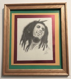 Beautifully Framed And Matted An Original Work Featuring Bob Marley Signed By The Artist 16 X 18