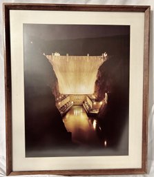 A Fantastic Night Photograph Of The Hoover Dam Framed & Matted 21 X 25