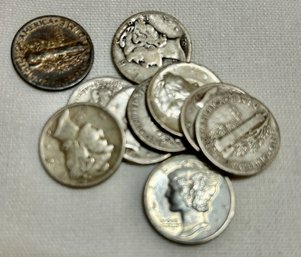1.00 Face Value Winged Liberty Head Dimes (Mercury Dimes) Mixed Dates 1916-1945