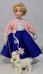 Pretty Peggy Sue In Her Poodle Skirt  And Her Pet Poodle  New In Box 18 Inches Tall