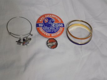 Broncos Bling Includes 1 Charm Bracelet 1 Blue Trifari Bracelet & 1 Orange Napier Bracelet