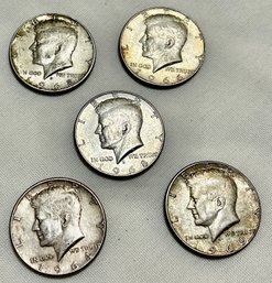 5 Kennedy 1/2 Dollars 1964-p / 1966-p 1968-d 1968-d 1969-d