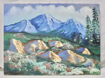 Blue Mountain Oil On Canvas 16 X 12