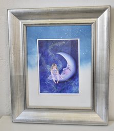 Mishell Swartwout's Adorable Little Moon Girl Framed Matted & Signed In The Plate 16 X 19
