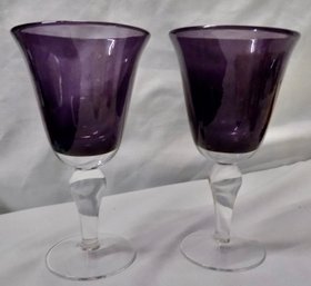 A Beautiful Set Of Purple Crystal Goblets