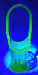 Uranium Glass Basket With Rope Style Handle