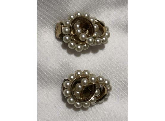 A Pair Of Napier Faux Pearl Cluster Clip On Earrings