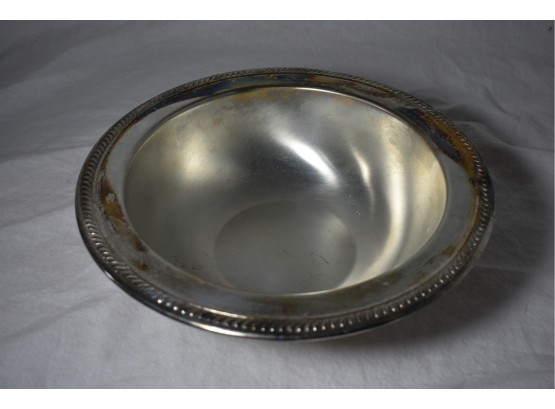 Silver Tone Bowl With Decorative Rim