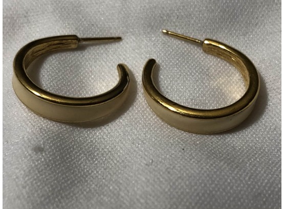 A Monet Signed Pair Of Half Hoop Pierced Earrings
