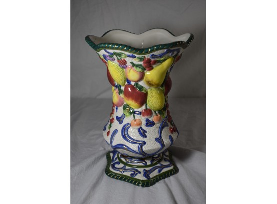 Fitz And Floyd Ceramic Hand Painted, Asian Style Vase