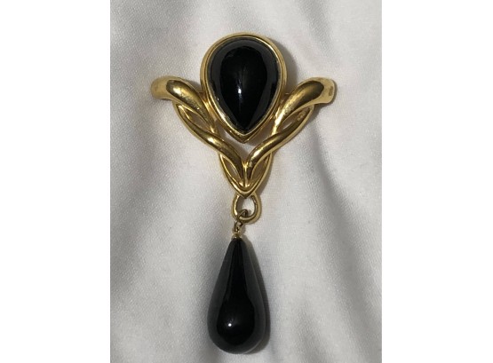 A Gold And Black Teardrop Brooch By Napier