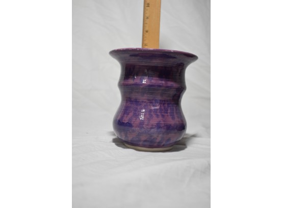 A Hagi Porcelain Pink & Purple Vase Signed By The Artist