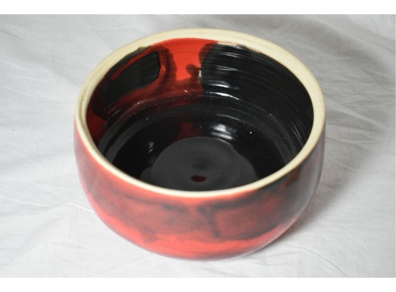 6 Inch Glazed Ceramic Bowl With Makers Mark