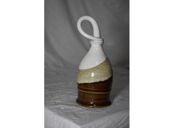 Decorative Stoneware, Tri-colored Glaze In Brown, White, Beige, Looped End