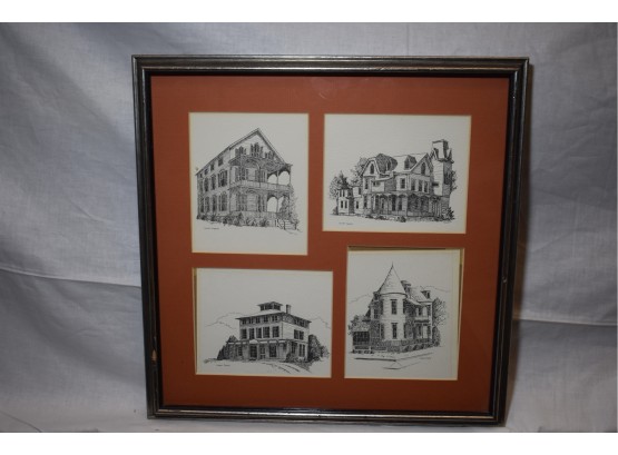 Loren Sipone Drawings A Group Of 4 Matted And Framed Original Works