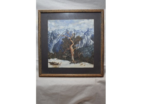 An Original Work Framed Matted & Signed Mountain Landscape Watercolor On Paper