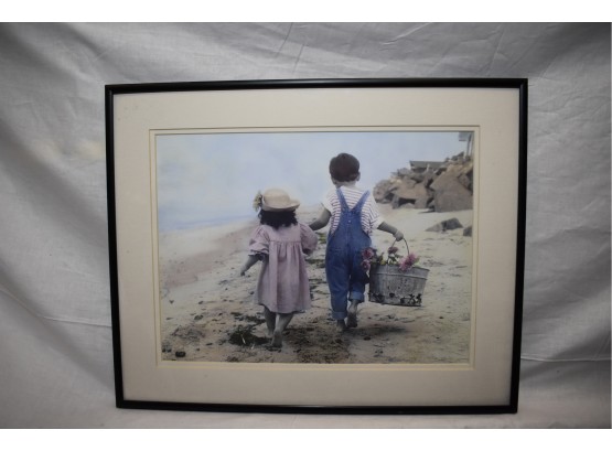 A Day At The Beach Matted, Framed