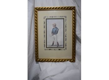Vanity Fair, Print Of A Horse Jockey With Traditional Costume, Framed, Signed Spy