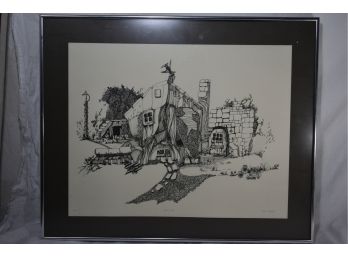 An Original Work Titled Hobbit House By Artist Debbie Hermanson Framed, Matted & Signed