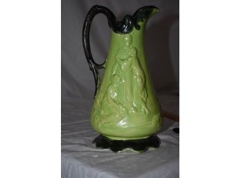 1969 Embossed Ceramic Pitcher Of The Three Mary's After Christ's Crucifixion Signed H. Hertler