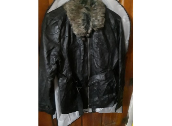 Brown Leather & Faux Fur Large