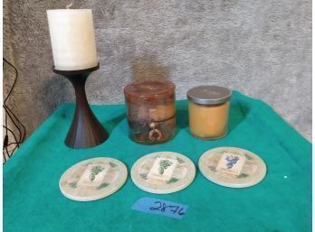 3 Candles And Accessories (7 Pieces)